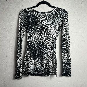 Express Sheer Leopard print longsleeved top size XS